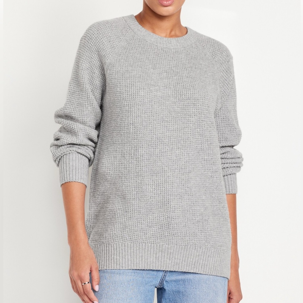 Old Navy Tall XXL SoSoft Waffle Knit Tunic Sweater Heather Gray
